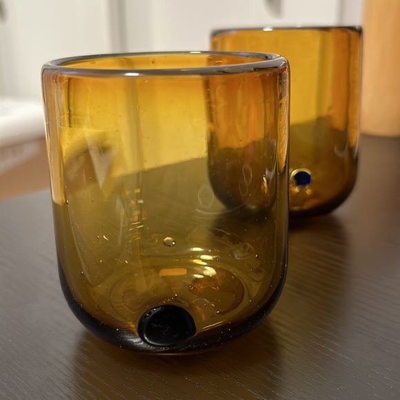 Two Mexican Hand-blown Recycled Tumblers Glasses - Picture 4 of 10